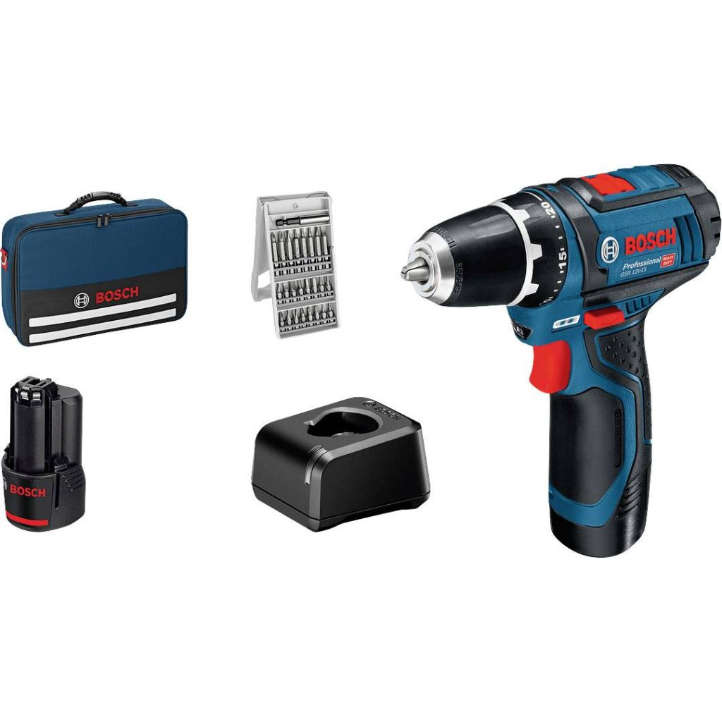 Bosch GSR 12V-15 Professional 1300 RPM Crno, Plavo