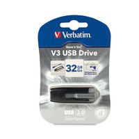 Verbatim V3 USB izbrisivi memorijski pogon 32 GB USB Tip-A 3.2 Gen 1 (3.1 Gen 1) Crno, Sivo