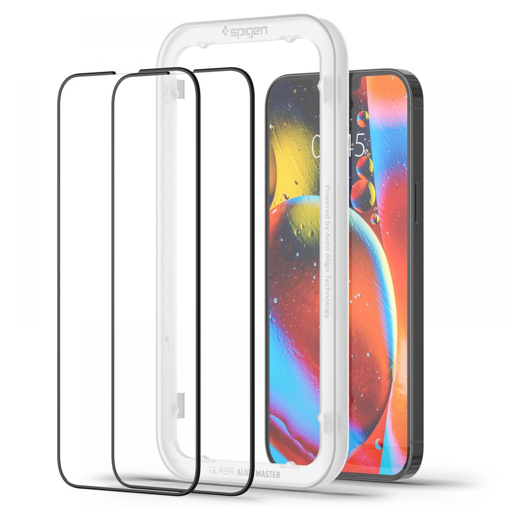 SPIGEN ALM GLASS FC KALJENO STEKLO 2-KOS PAKET ZA iPHONE 13 PRO MAX/ iPHONE 14 PLUS -CRNA