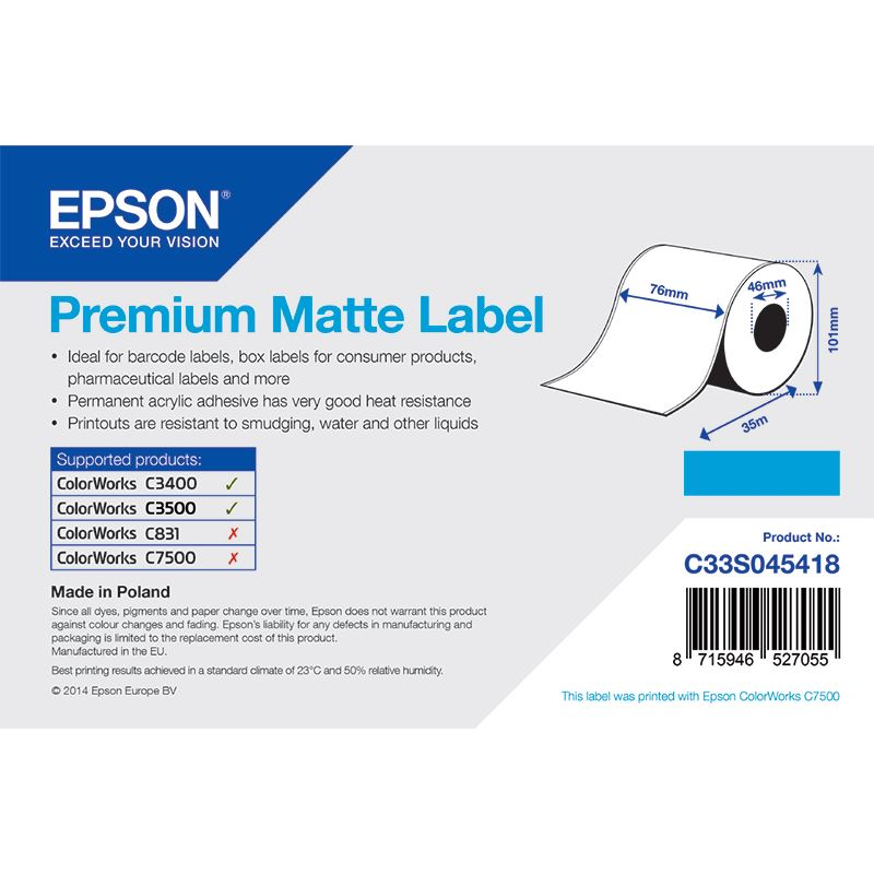 Epson Premium, 76mm x 35m, 163 g/m²