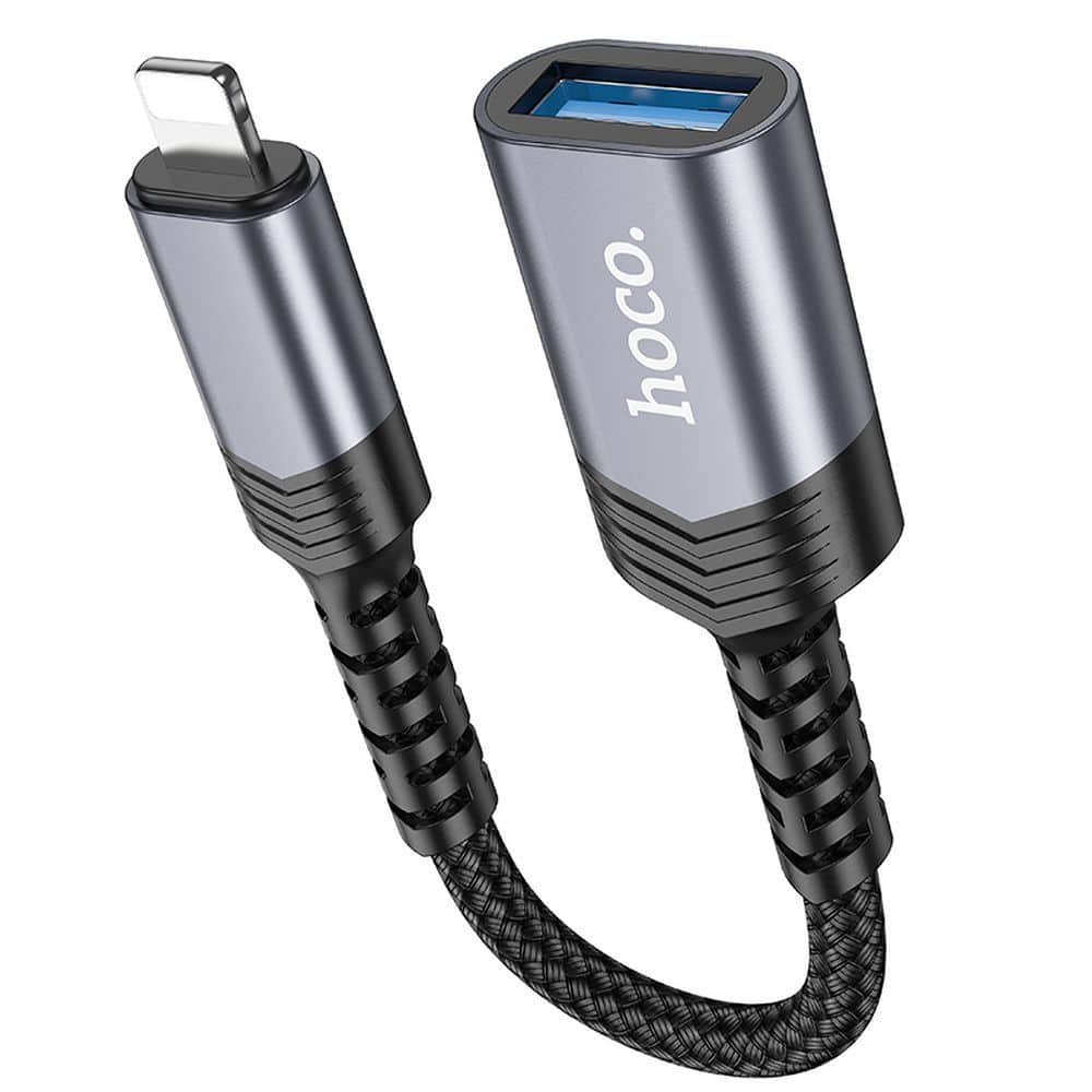 Hoco UA24 Lightning na USB A adapter crne boje