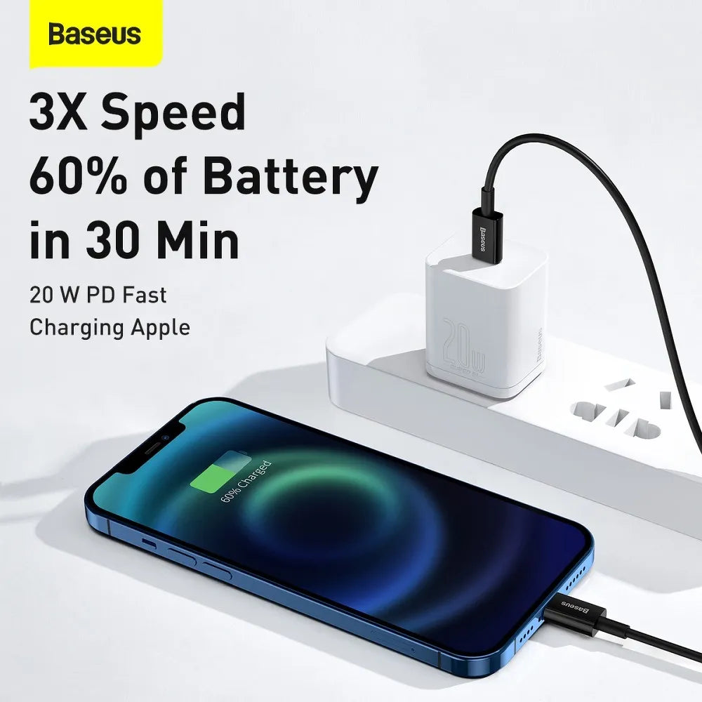 BASEUS Type C kabel za Apple Lightning 8-pinski PD20W Superior Series Fast Charging CATLYS-C01 2 metra črni