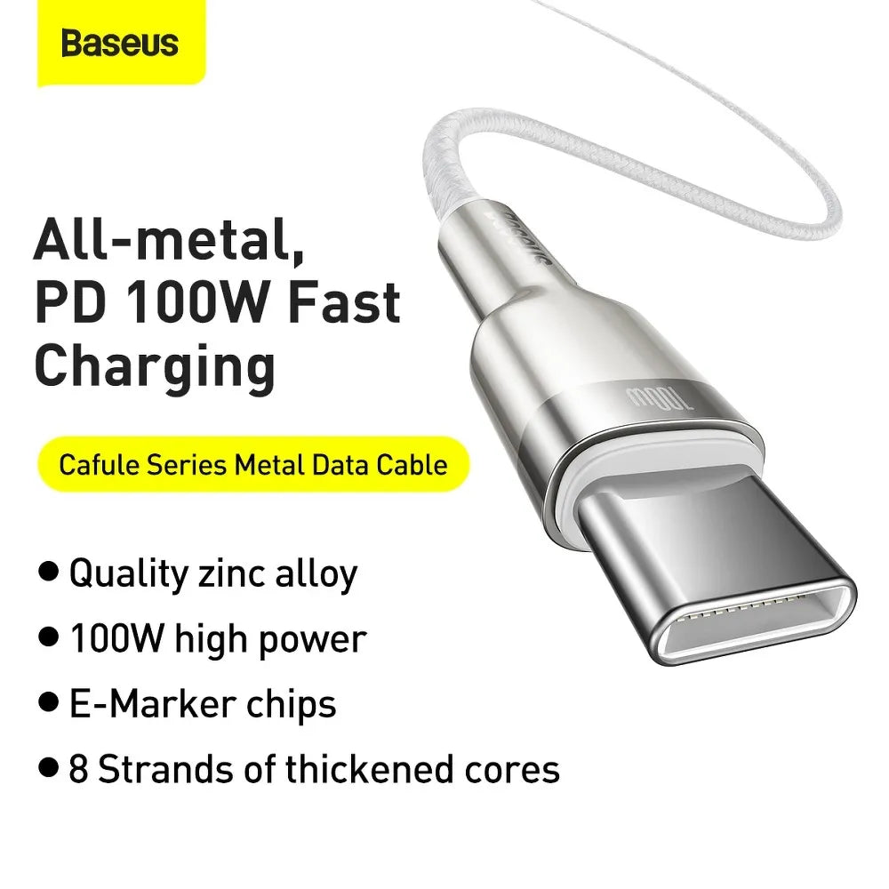 BASEUS kabel Type-C v Type-C PD100W Kovinski kabel CATJK-D02 2m bel