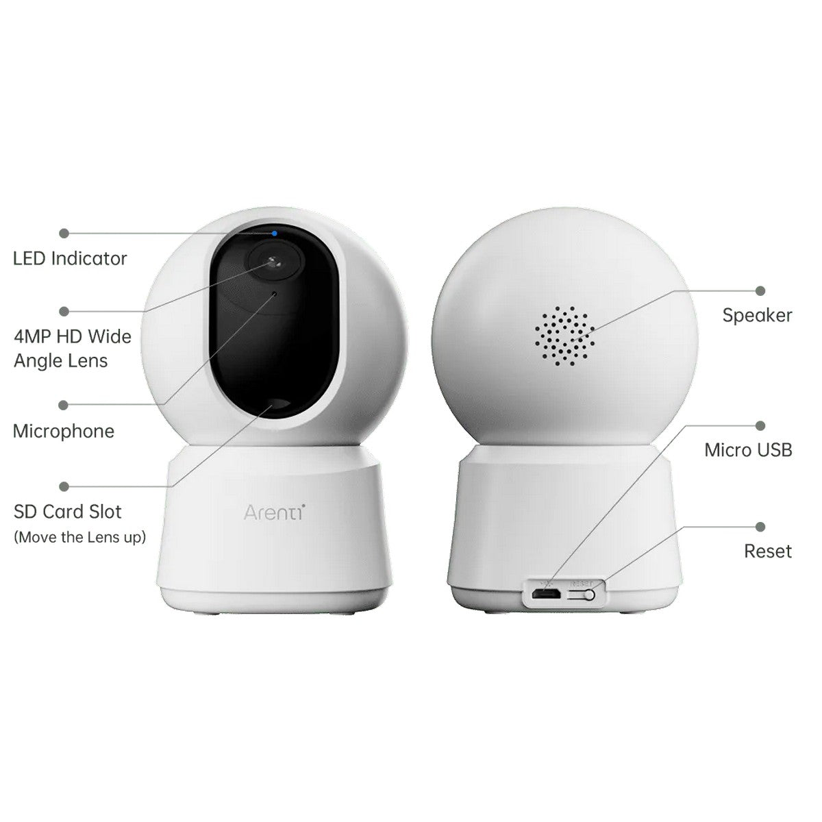 ARENTI P2F 5MP WIFI unutarnja kamera za pomicanje/naginjanje