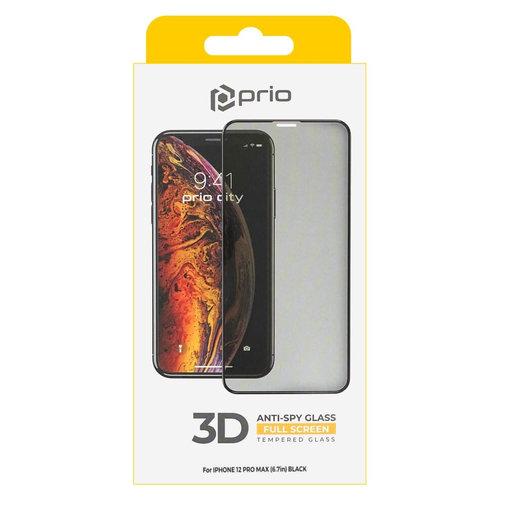 Prio 3D Anti-Spy kaljeno steklo za iPhone 12 Pro Max črna
