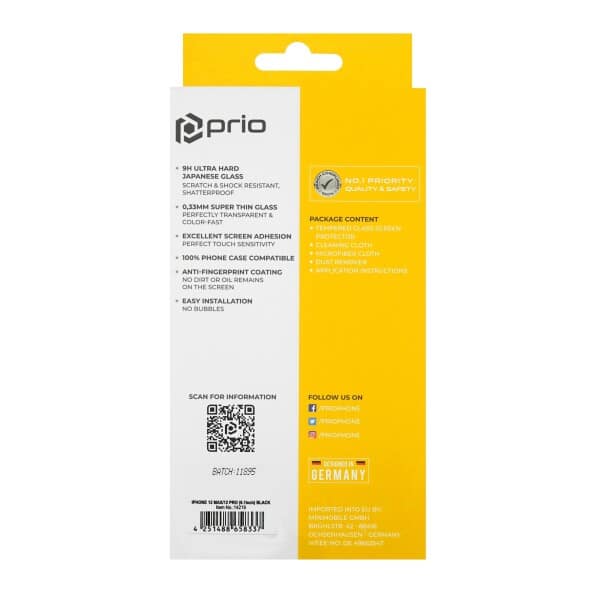 PRIO 3D zaščitno steklo iz kaljenega stekla za iPhone 12 / 12 Pro črno
