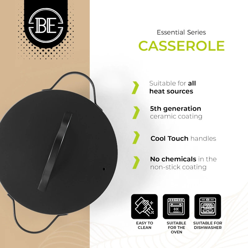 BE Living Posuda za kuhanje s poklopcem Essential Black 28 cm