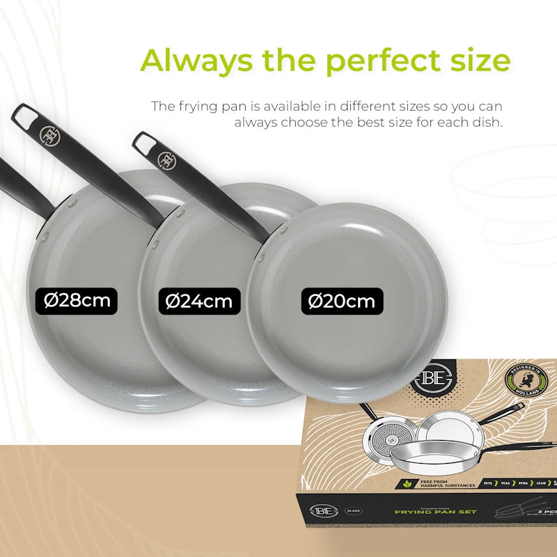 BE Living Set ponev Essential Black 20-24-28 cm