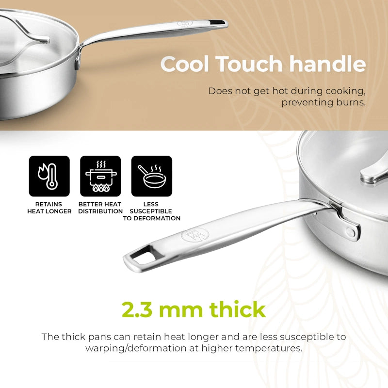 BE Living Duboka tava s poklopcem Stainless Steel 24 cm nehrđajući čelik