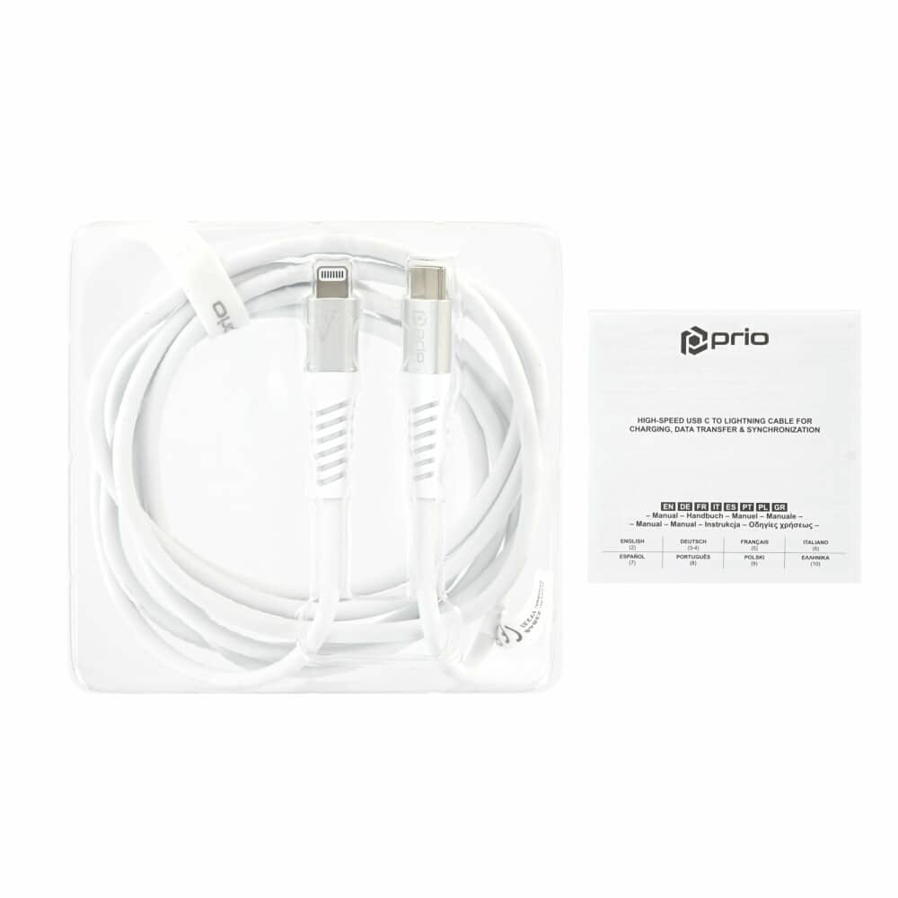 Prio Charge & Sync USB C v Lightning kabel MFi certificiran 2 m bele barve