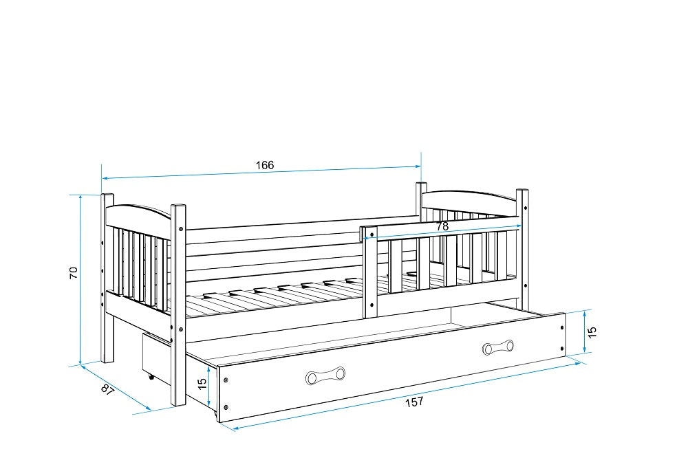 Krevet BMS Kubus + ladica 160x80 cm, PINE