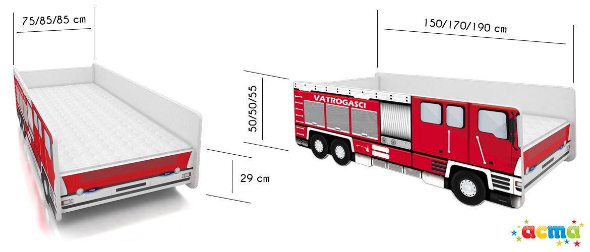 Dječji krevet ACMA Vatrogasci s imenom 180x80