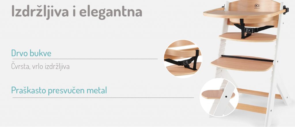 Kinderkraft hranilica ENOCK, sivo-smeđa