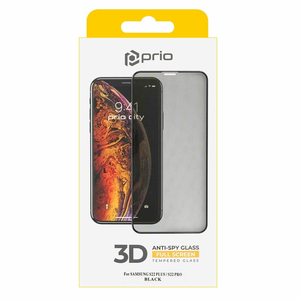 Prio 3D Anti-Spy kaljeno steklo za Samsung S22+ črno