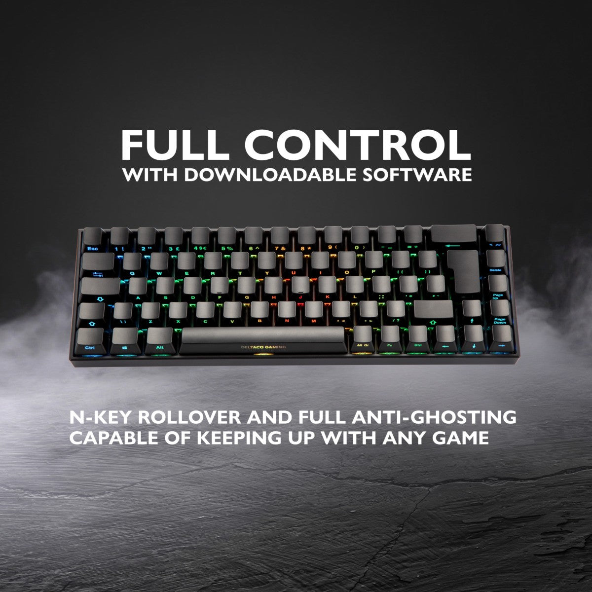 DELTACO GAMING Tipkovnica Bežična DK440R CRNA RGB osvjetljenje - UK Layout