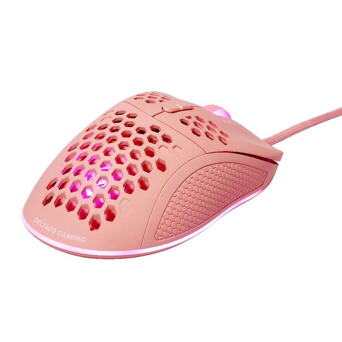 DELTACO GAMING Miš Ultra-Light, 6400 DPI, RGB, Gumeni side-grip, ROZA