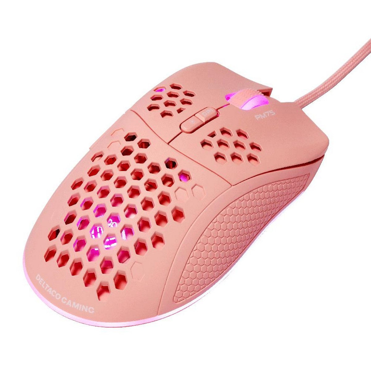DELTACO GAMING Miš Ultra-Light, 6400 DPI, RGB, Gumeni side-grip, ROZA