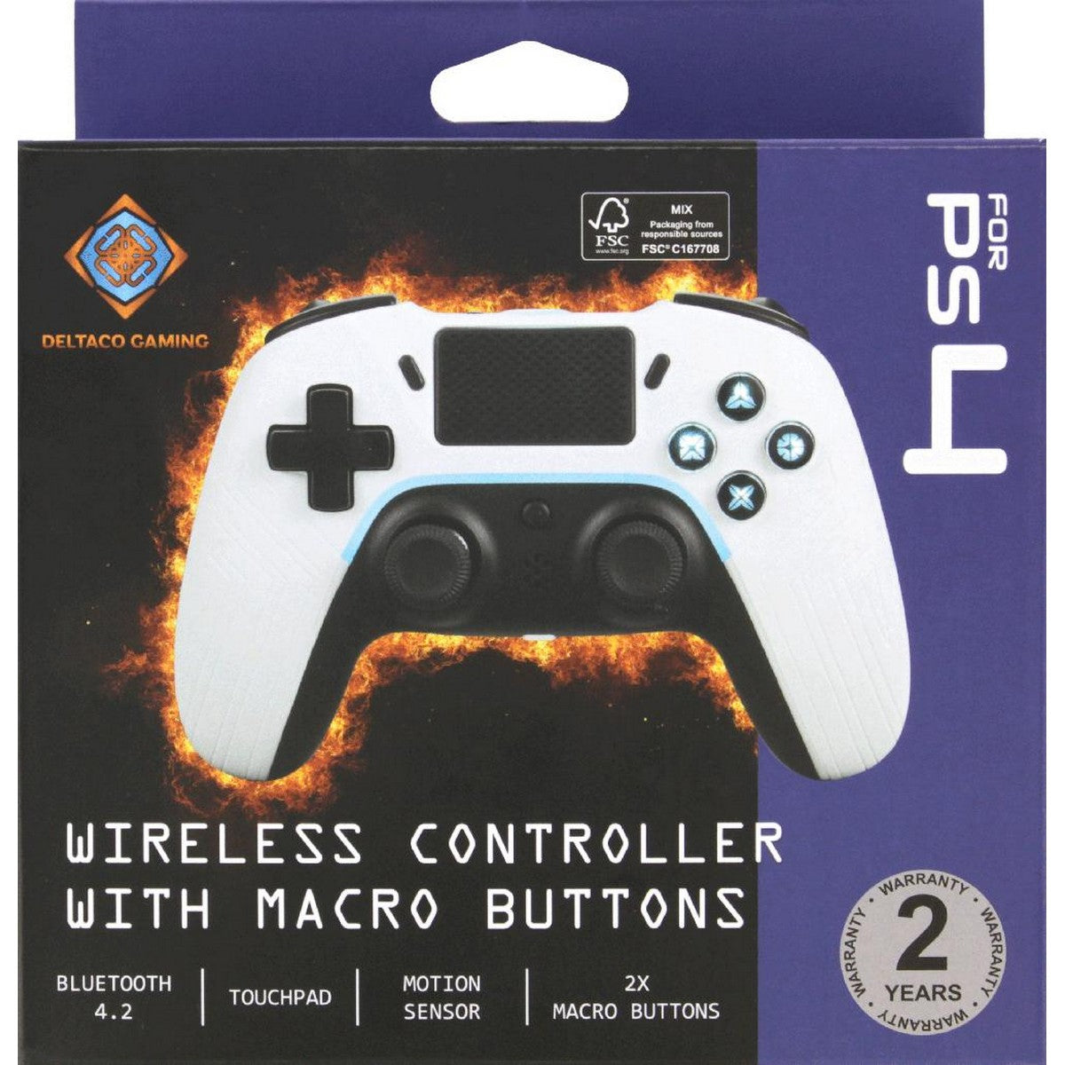 DELTACO GAMING Playstation 4 bluetooth kontroler, bijeli