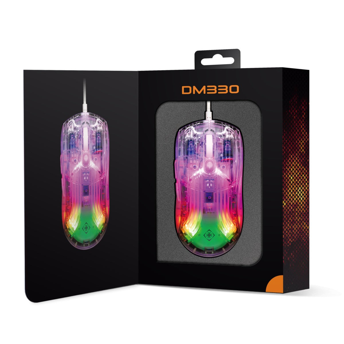 DELTACO GAMING Miš DM330, Transparentan RGB, USB