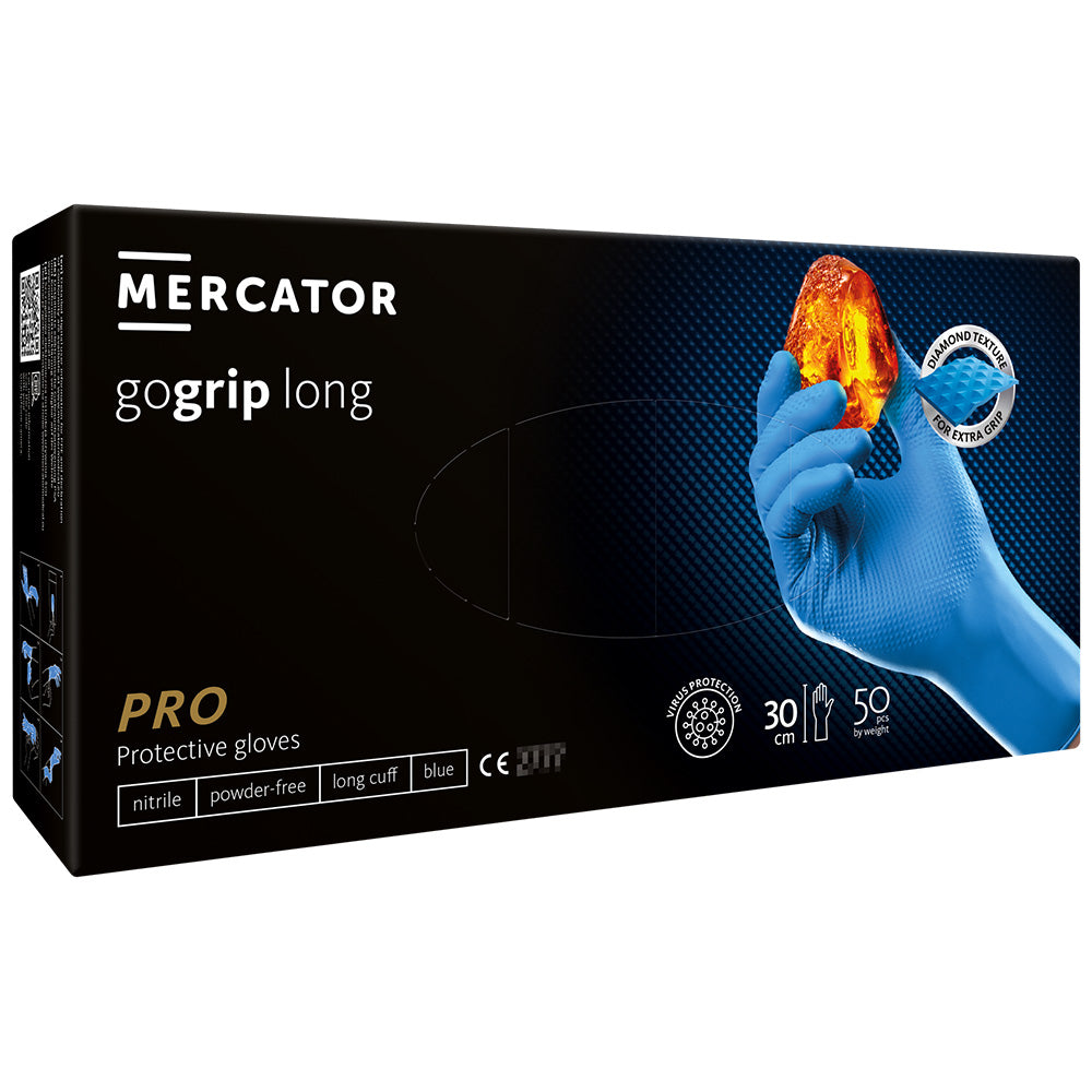 Jednokratne rukavice MERCATOR GOGRIP LONG plave bez pudera