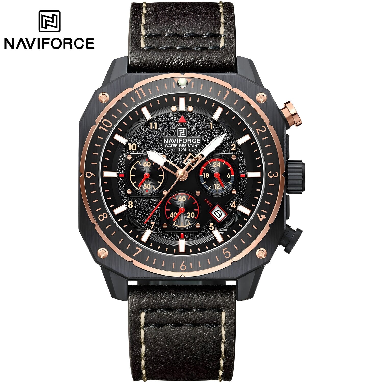 Sat NAVIFORCE SQ-38606 - Crna / Smeđa KP38606