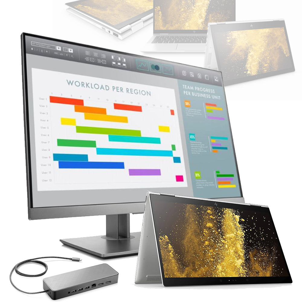 HP EliteBook X360 1040 G5, Core i5-8350U + HP EliteDisplay E243 + HP univerzalna USB-C priklopna postaja