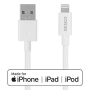 DELTACO Lightning kabel, 1m, Apple C189 čipset, MFi, FSC-označeno pakiranje, bijelo