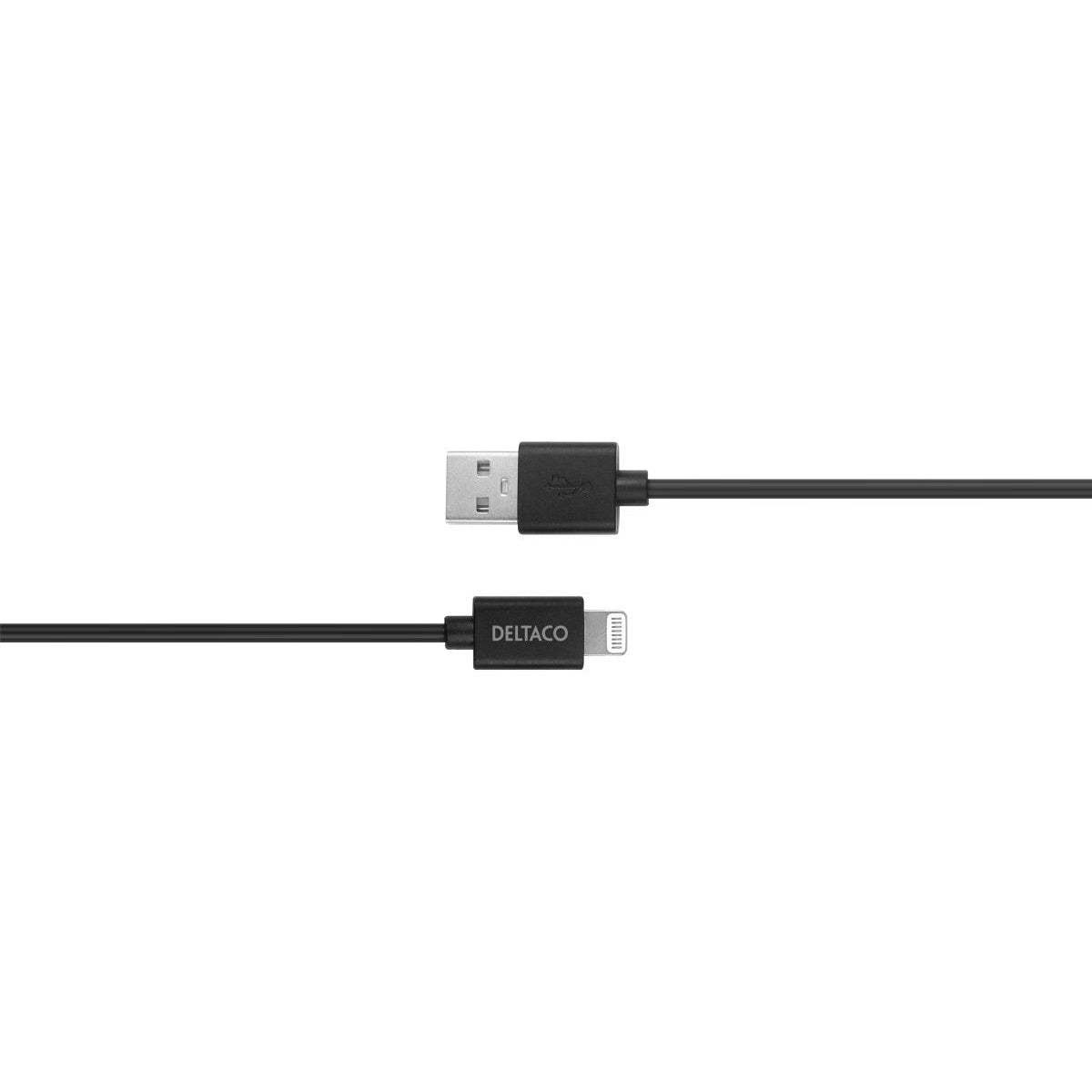 DELTACO Lightning kabel, 1m, Apple C189 čipset, MFi, FSC-označeno pakiranje, crno