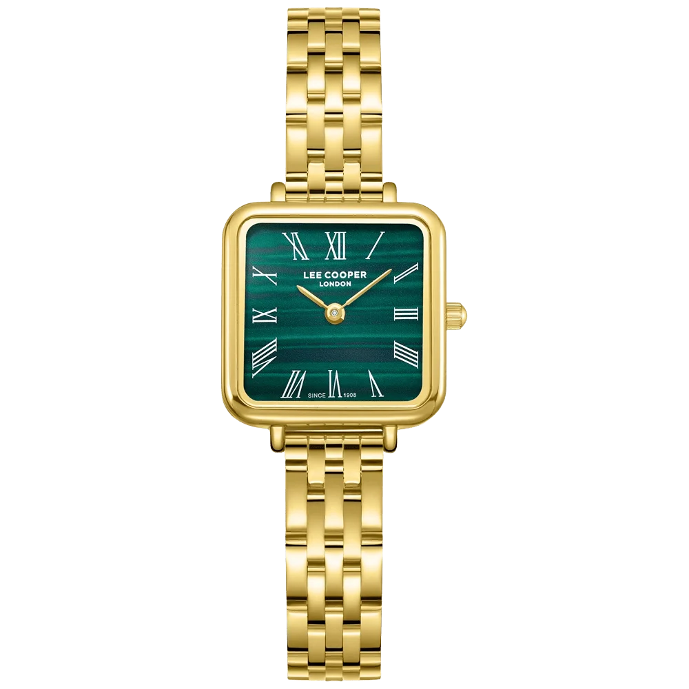 RUČNI SAT LEE COOPER 8226 - Brojčanik zelena, remen zlatna, kućište zlatna