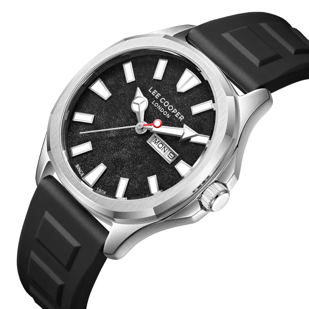 SET LEE COOPER 8364 - Brojčanik crna, remen dvobojna, kućište srebrna