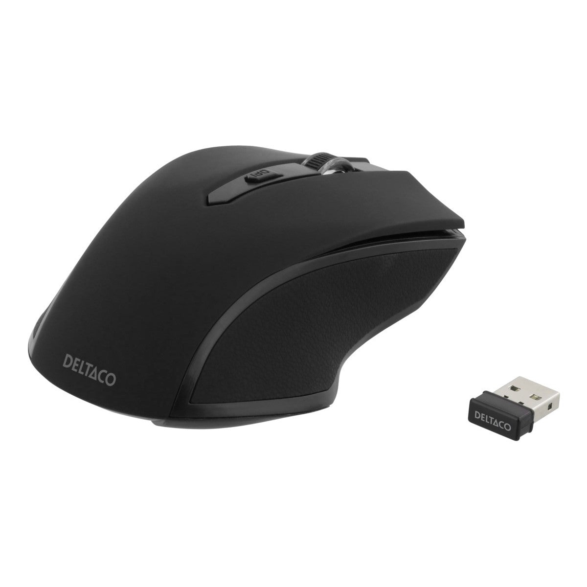 DELTACO bežični optički miš, 5 tipki + scroll, 1600 DPI, USB,