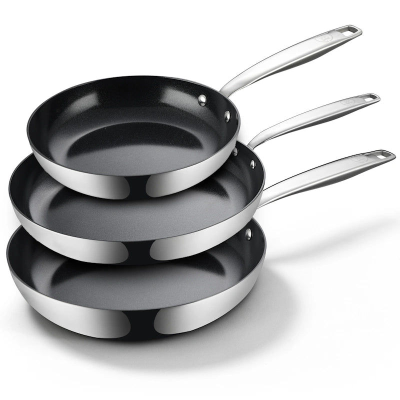 BE Living Set 3 tave Essential Black 20-24-28 cm nehrđajući čelik