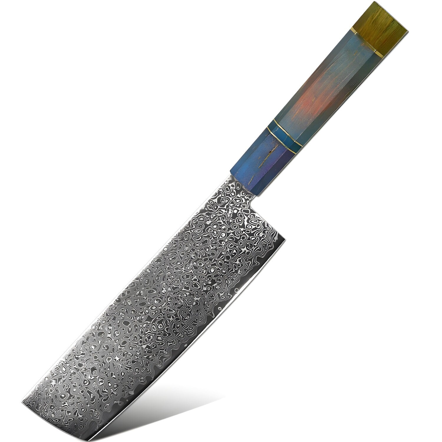Damaskasti kuhinjski nož YO-37567 - Nakiri / Višebojni KP37567