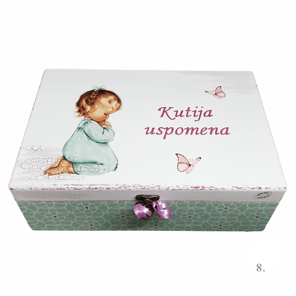 Unikatne škatle za krst, rojstni dan – Darilo, ki ohranja najdragocenejše spomine deklic - 8. 20x30x10cm - 15446