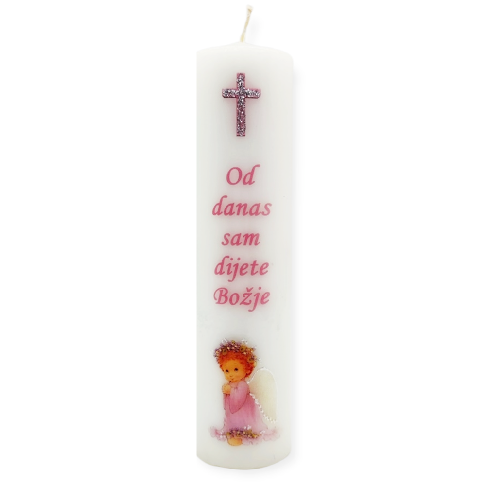 Personalizirana krstna sveča - roza Š1762