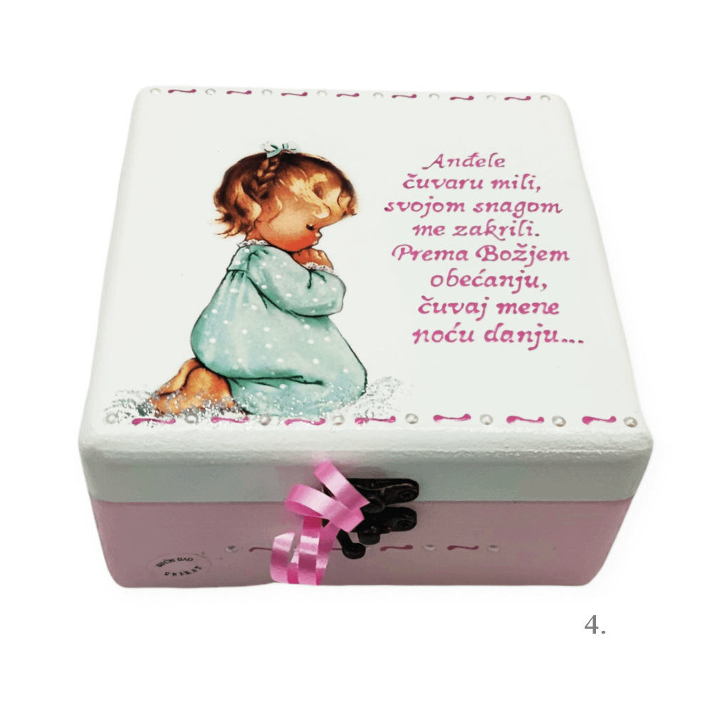 Unikatne škatlice za krst, rojstni dan – Darilo, ki ohranja najdragocenejše spomine deklic - 4. 16x16x10cm -165134