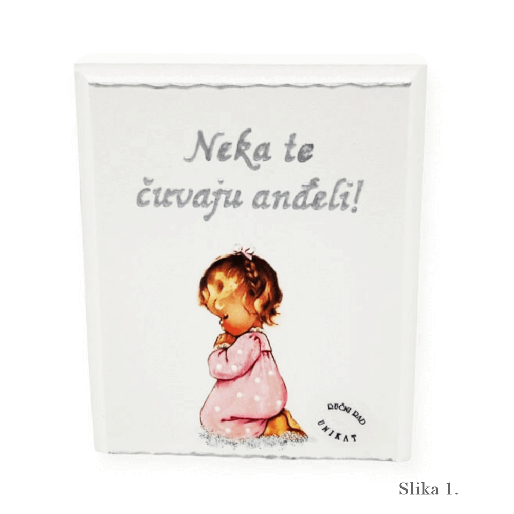 Samostoječa slika za krst ali rojstvo otroka – Naj te varujejo angeli!