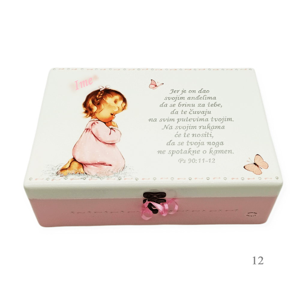 Unikatne škatle za krst, rojstni dan – Darilo, ki hrani najdragocenejše spomine deklic - 12. 20x30x10cm - 18032