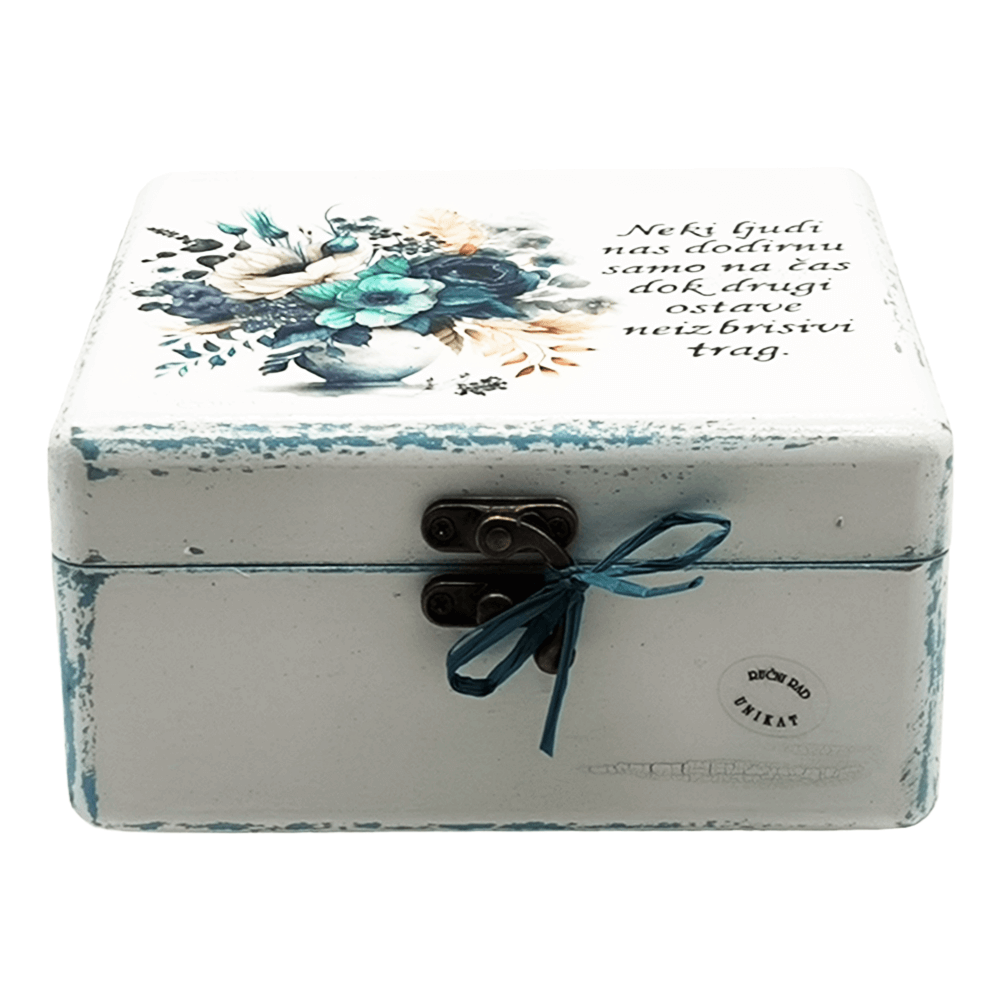 💙 Unikatna škatlica za spomine z modrimi vrtnicami in navdihujočim sporočilom – Darilo z eleganco 💙 Š165187