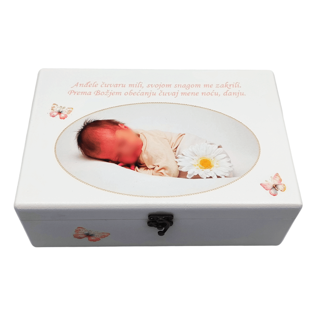 Personalizirane škatle spominov s fotografijo otroka – Darilo za krst, rojstni dan vaše deklice - 2. 20x30x10cm - 18058