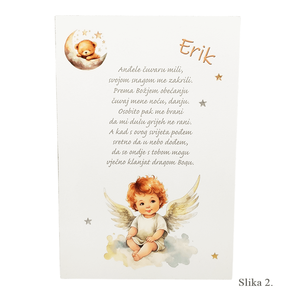 Vnesite toplino in vero v otroško sobo z molitvijo 'Angel varuh - 2. Zlati angel - Š001416
