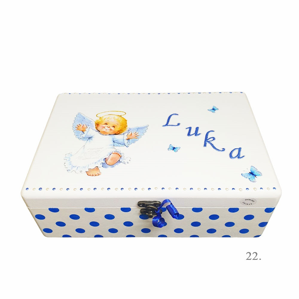 Škatla spominov, personalizirana z imenom - darilo za rojstvo, krst ali rojstni dan otroka - 22. 20x30x10cm - 154145