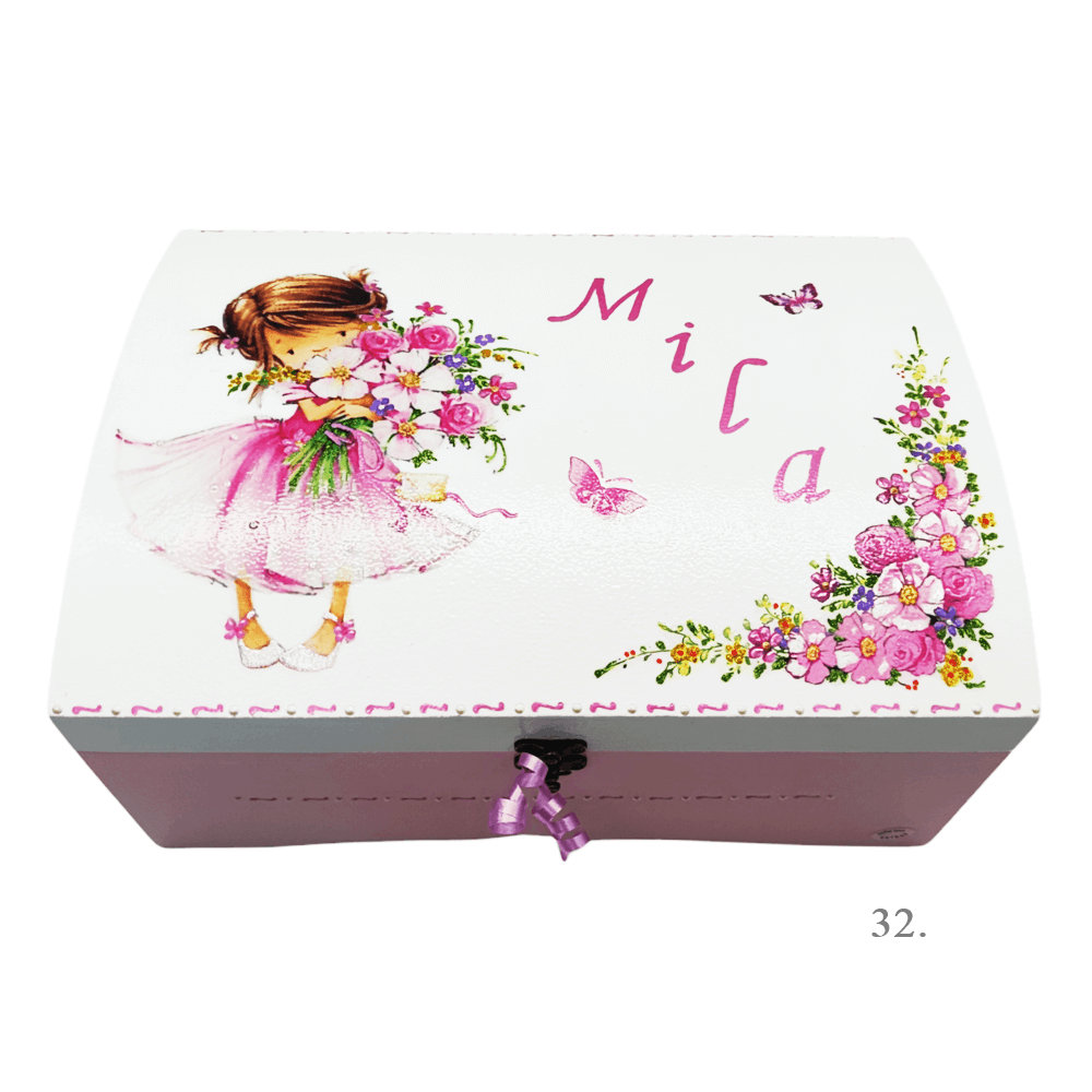 Škatlica spominov, personalizirana z imenom - darilo za rojstvo, krst ali rojstni dan otroka - 32. 25x35x17cm - 16720