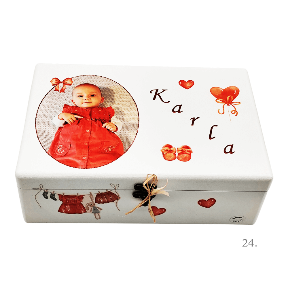 Škatlica spominov, personalizirana z imenom - darilo za rojstvo, krst ali rojstni dan otroka - 24. 20x30x10cm - 18060