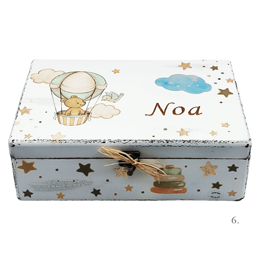 Škatla spominov personalizirana z imenom - darilo za rojstvo, krst ali rojstni dan otroka - 6. 20x30x10cm - 154365