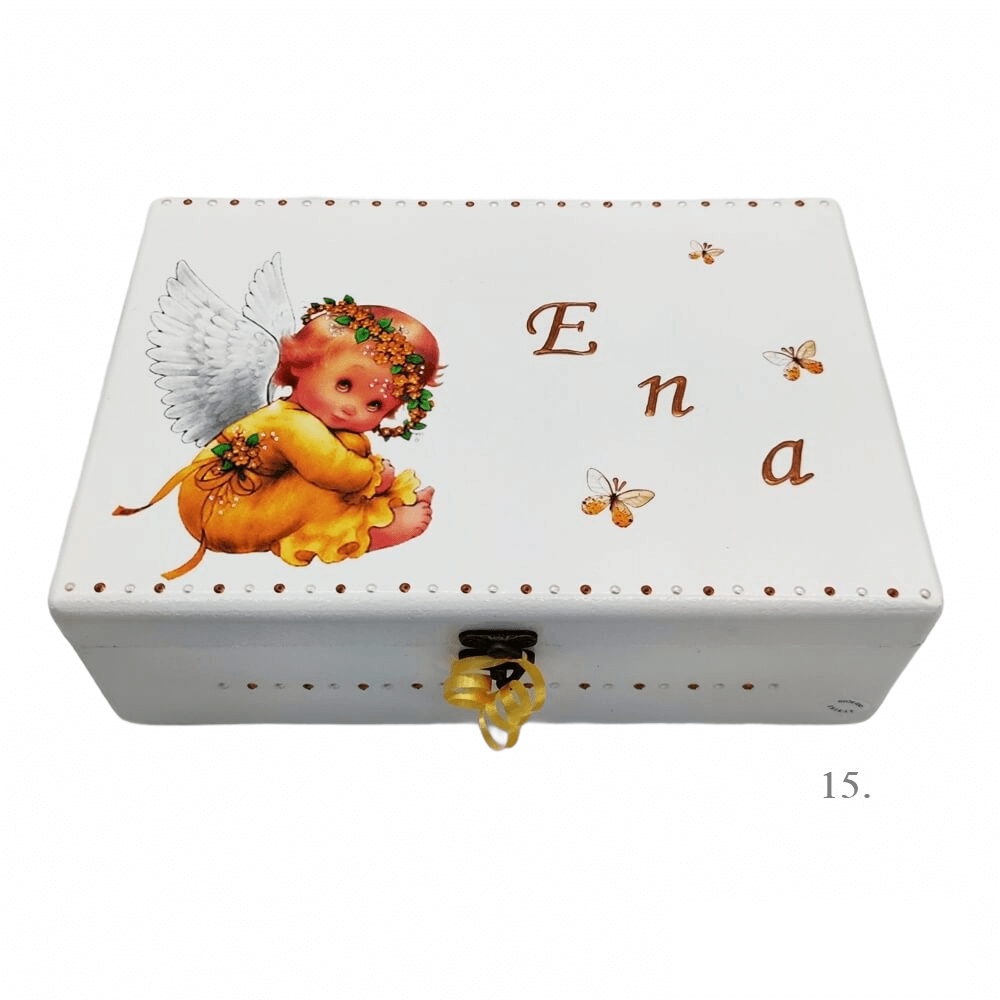 Škatlica spominov, personalizirana z imenom - darilo ob rojstvu, krstu ali rojstnem dnevu otroka - 15. 20x30x10cm - 15476