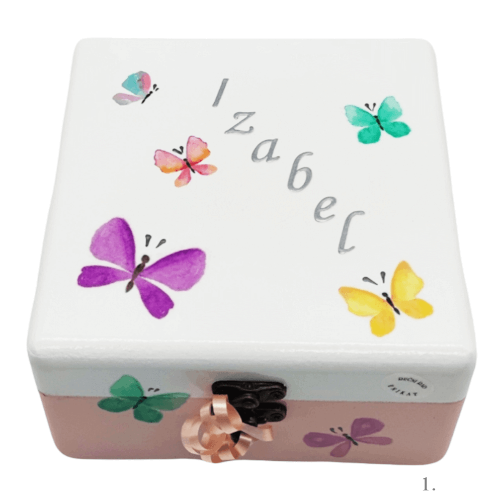 Škatla spominov personalizirana z imenom - darilo za rojstvo, krst ali rojstni dan otroka - 1. 16x16x10cm - 165130