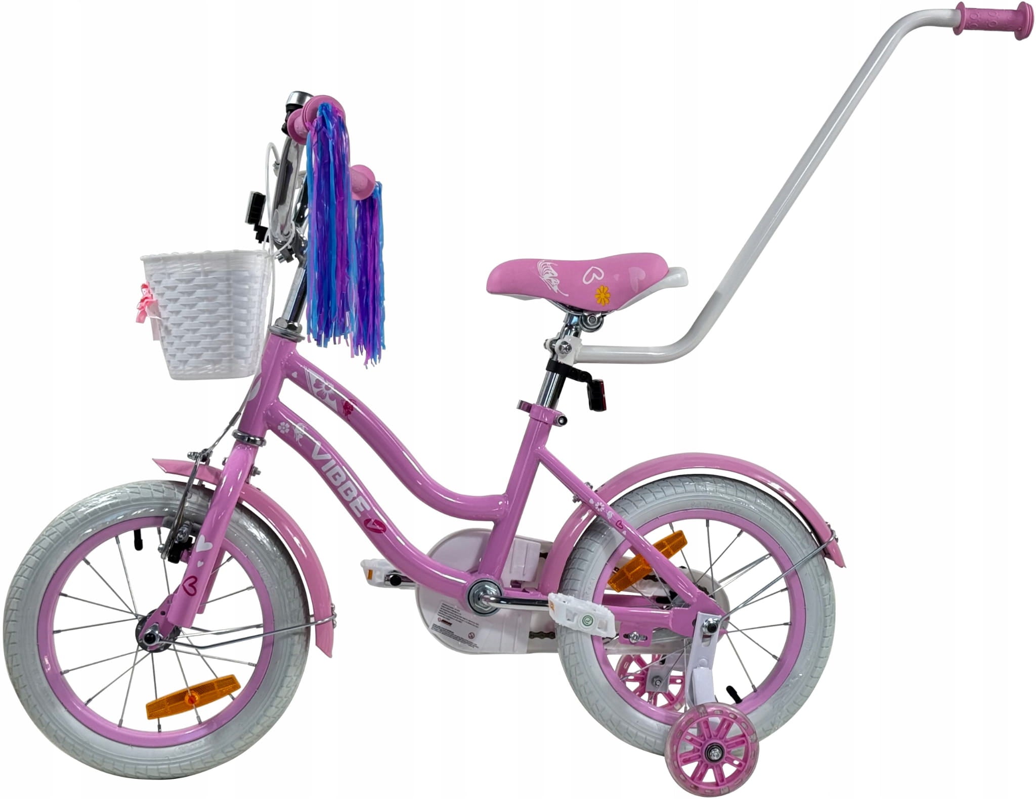 Dječji bicikl Vibbe leptir BMX bicikl 14 inča s vodilicom i bočnim kotačima YM-CB-88 - rozi