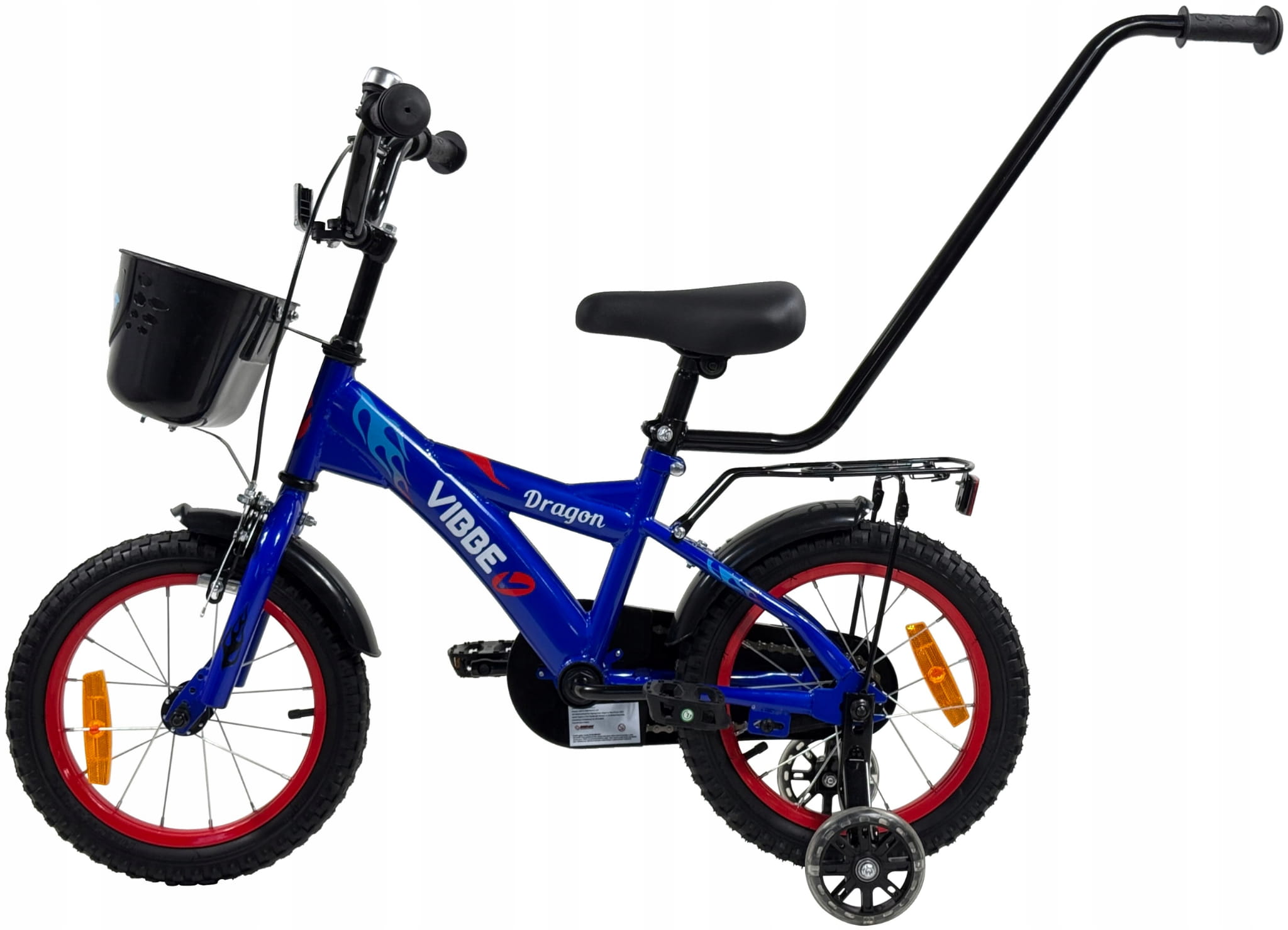 Dječji bicikl Vibbe dragon BMX 14 inča s vodilicom i bočnim kotačima YM-CB-23 - plavi