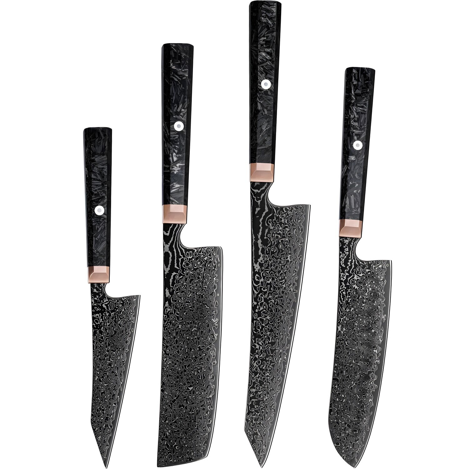 Set damaškovih kuhinjskih noževa RY-38068 - Crna KP38068